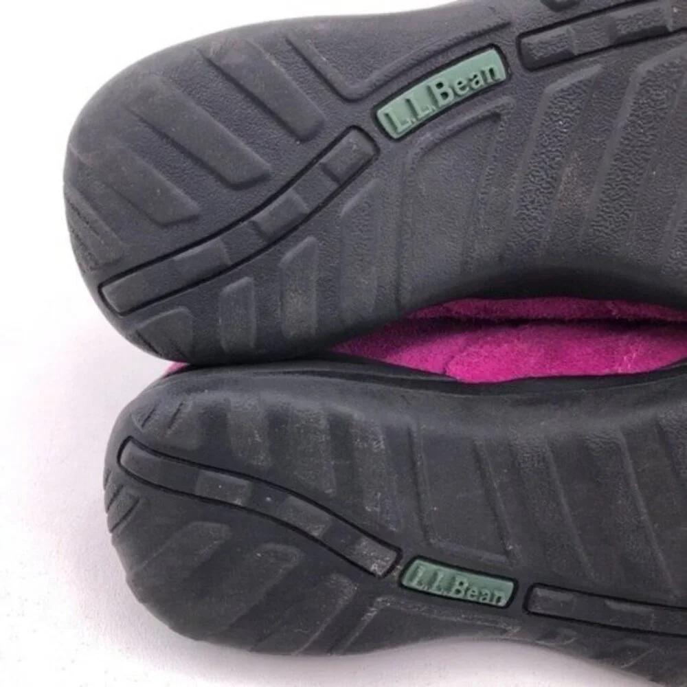 L.L. Bean Pink Suede Slip on Moc Shoes Kids 5